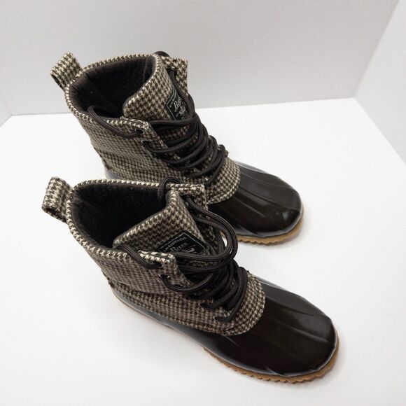 G.H. Bass Duck Boots Women’s 6 Houndstooth Waterproof Winter Rain Snow Boot - Picture 10 of 16